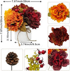 Fall Centerpieces for Tables, Fake Fall Flowers in Vase Orange Fake Peonies for Home Kitchen Fall Floral Arrangement Farmhouse Fall Harvest Thanksgiving Dinner Autumn Decor（Fall Orange Red） - Image 3