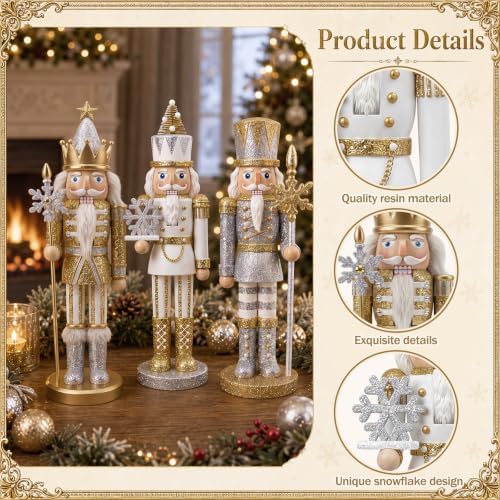 Simgoing 3 Pcs Christmas Nutcracker Soldier Snowflakes Nutcracker Figurine - Image 3
