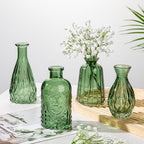 Glass Bud Vases Set of 20, Small Flower Vase in Bulk for Centerpieces, Mini Vintage Peacock Green Vases for Rustic Wedding Vintage Home Table Decor - Image 4