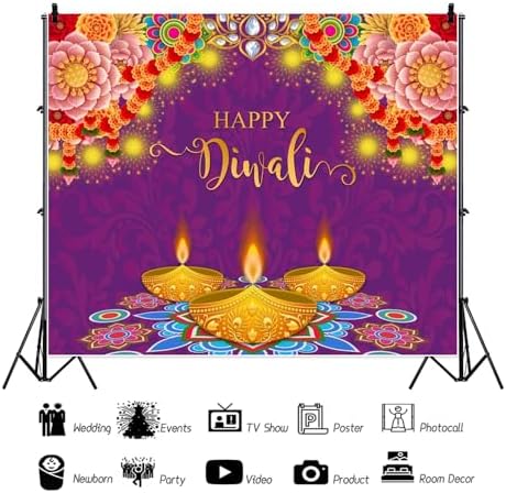Happy Diwali Backdrop Diwali Party Decorations Deepavali 8x8ft - Image 4