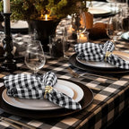 SmoothNovelty 24 Pack Buffalo Plaid Cloth Napkins 18x18 Inch Checkered Cloth Napkins Scalloped Soft Cotton Table Mat Washable Reusable for Dinner Wedding Holiday Birthday Parties (Classic,Black) - Image 5