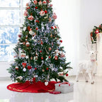 36 Inch Christmas Tree Skirt Velvet Xmas Tree Skirt with Gold Embroidery Holly Leaf Decorations for Christmas Party Favors Holiday New Year Decor(Red) - Image 6
