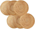 i-lan Set of 6 Round Rattan Placemats 12 Inch - Handmade Woven Wicker Table Mats, Heat Resistant Trivets for Hot Dishes, Decorative Boho Farmhouse Charger Plates for Kitchen Dining Table & Party by ilan