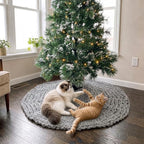 Shappy Gray 36 Inch Chunky Knit Christmas Tree Skirt Crochet Tree Skirt - Image 2