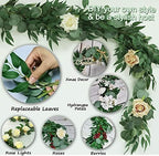 2 Pack Artificial Eucalyptus Garland Each 6.5 FT Faux Greenery Garland for Wedding Mantle Table Runner DIY Garlands Decor - Image 6