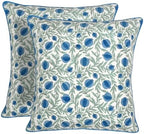 Ridhi Block Print Queen Blue Pillow Cover 24" x 24" (Pack of 2) Decorative Couch Pillows for Living Room, Farmhouse Chic Boho Cute Outdoor Pillows Covers Gifts for Spring, Mother's Day by Ridhi