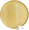 HofferRuffer Round Serving Tray 20'', Elegant Faux Leather Circle Ottoman Table Tray, Serve Tea Coffee Breakfast in Bedroom Living Room Kitchen (Gold, 20") by HofferRuffer