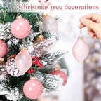 Zomiboo 12 Pcs Vintage Pink Glass Christmas Ball Ornaments Set 3.15" - Image 3