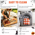 2-Piece Fall Front Door Mat Set, Layered Coir & Orange White Plaid Mats - Image 6