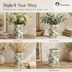 Tuscan Ceramic Vase for Home Decor,Green and Beige Pitcher Vases for Flower - Image 4