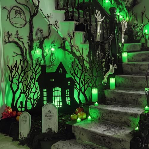 Halloween Haunted House Decor 31.5" Metal Castle Silhouette - Image 2