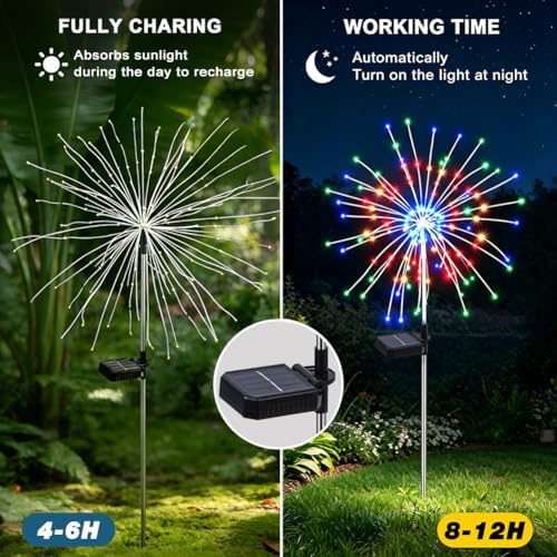 Fireworks Solar Lights Outdoor Fairy Garden Multicolor 8 Pack - Image 3