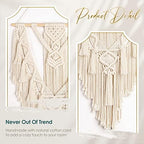Macrame Boho Wall Hanging Decor, Geometric Woven Tapestry with Long Tassel - Image 3