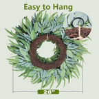 26" Large Farmhouse Eucalyptus Wreath for Front Door All Season - Image 3