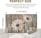 White Sunflower Placemats set of 4 - Floral Faux Leather Heat Resistant Placemats for Dinner Table, Non-Slip Waterproof Oil-Proof Washable Reusable Placemat for Indoor Outdoor Kitchen, 15.75In*11.81In - Image 4