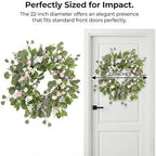 22 Inch Easter Wreath for Front Door, Spring Eucalyptus Wreath with Pastel Speckled Eggs & White Jasmine Flowers, Farmhouse Summer Outdoor Holiday Décor - Image 6