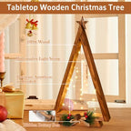 2 Pcs Triangle Tabletop Wooden Christmas Tree with Lights, Modern Farmhouse Rustic Christmas Decor, Small Lighted Xmas Tree for Kitchen Mantle Shelf Living Room(14.2" Large / 11" Small) - Image 4
