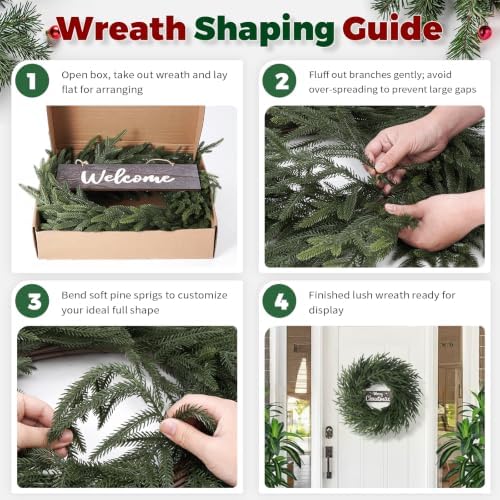 26" Christmas Norfolk Pine Wreath for Front Door (1, Wreath with Sign) - Image 6