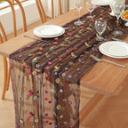 3pcs Black Embroidery Daisy Fall Table Runner 10ft Florals Seasonal Tulle Table Runner Holiday Kitchen Dining Table Decoration for Home Party Indoor by Unknown