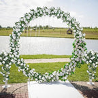 Suncalla 8 Pack 6.56ft Artificial Rose Flower Garland Silk Flocked White Rose Garland Faux Eucalyptus Peony Flower Vine for Wedding Party Table Centerpiece Arch Background Decoration(Eucalyptus) - Image 6