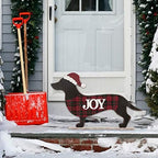 Glitzhome 21.93" L Wooden Metal Dachshund Standing Front Door Porch Sign Christmas Welcome Sign Outdoor Indoor Welcome Joy Sign Xmas Holiday Decorations - Image 2