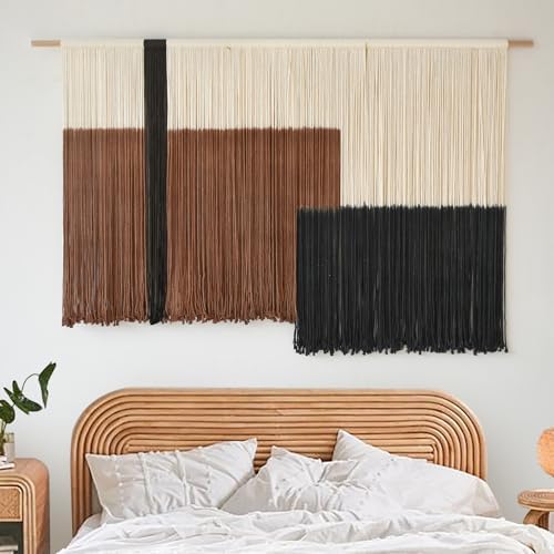 Macrame Wall Hanging Large Dip Dyed Brown Boho Fiber Art Decor 57"W*35"L - Image 3
