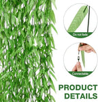 Riceshoot 300 Pcs 1800 ft Artificial Hanging Leaves Vines Fake Willow Garland Faux Vines for Wall Balcony Garden Wedding Windowsill Party Wreath Supplies Jungle Decorations - Image 2