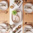 Mumufy 16" x 11.8" Oval Decorative Tray with 58" Bead Garland, White Washed - Image 6
