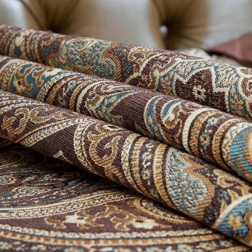 Luxury Vintage Design Table Runners 72 inches Long Embroidery Jacquard Fabric with Multi-Tassels Table Runners for Dining Room Dresser Wedding Holiday Party Fireplace Decorations (Coffee, 12X72inch) - Image 4