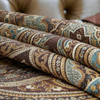 Luxury Vintage Design Table Runners 108 inches long Embroidery Jacquard Fabric with Multi-Tassels table runners for Dining Room Dresser Wedding holiday Party fireplace Decorations (Coffee, 12X108inch) - Image 5