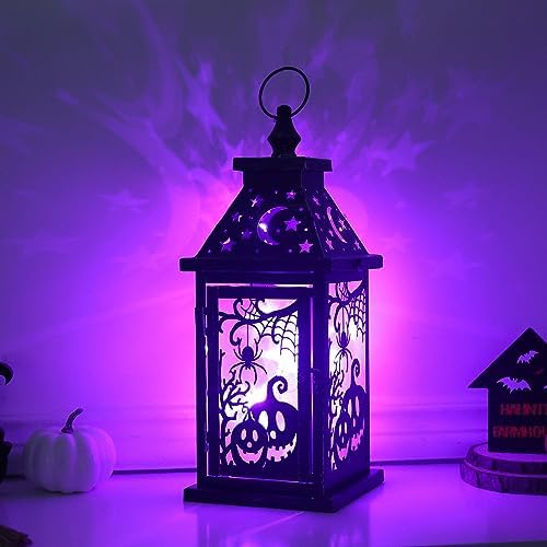 Halloween Decorations Indoor, 14.7" Decorative Spider&Pumpkin Candle Lantern with 78" LED Lights(8 Modes), Hanging Spooky Halloween Lanterns, Outdoor Home Room Door Party Decor - Image 3