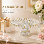 Gold Large Decorative Bowl 12'' Hand-painted Ruffle Decorative Bowl Glass Fruit Bowls Crystal Key Bowls Modern for Counter Home Decoration Table Centerpiece Kitchen Dining Room (Pedestal) - Image 3