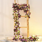 BLEUM CADE 12Pcs 16.4Ft Fake Flower Garland Faux Rose Vines with Lights - Image 6