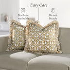 CPC Block Print Ruffle Throw Pillow Cover Mustard Regal 18"x18", Pack of 2 - Image 6