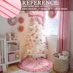 Velvet Christmas Tree Skirt, 60 Inches, Bow Style, Pink - Image 6