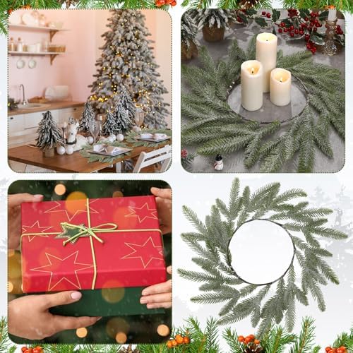 Christmas Placemats Set of 6 Artificial Powder Snow Wreath Charger - Image 5