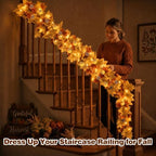 LEBALEY 3 Pack 18 FT Lighted Fall Garland for Mantel with LED Lights - Image 6