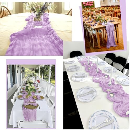 24 Pack Lavender Table Runner 10Ft Cheesecloth Table Runner Rustic Gauze Table Runners Romantic Long Sheer Fabric Cheese Cloth Table Runners for Wedding Party Bridal Baby Shower - Image 5