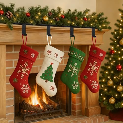Black Metal Stocking Holders for Mantel, Set of 8 – Heavy Duty Christmas Mantle Hooks with Non-Slip Pads, Perfect for Holiday Decorations on Fireplace, TV Stand & Staircase - Image 7