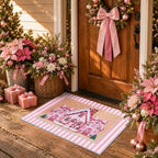 2pcs Pink Gingerbread House Christmas Doormats, 24" x 32" Door Mats by Unknown
