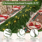 Alupssuc 9FT Artificial Christmas Garland with Lights, Norfolk Pine Garland - Image 4