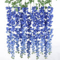 mizii 6Pcs Royal Blue Wisteria Hanging Flowers 48" Silk Wisteria Artificial Flowers Garland Vines Fake Hanging Flowers Decoration for Wedding Flower Wall Backdrop Centerpieces Room Decor (Royal Blue) by Mizii
