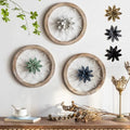Paquesta 3 Piece Round Farmhouse Wall Decor with 6 Piece Interchangeable Flowers 12'' Medallion Wood & Metal Rustic Wall Art for Living Room Bedroom Kitchen Bathroom Dining Room Home Decorations by Paquesta