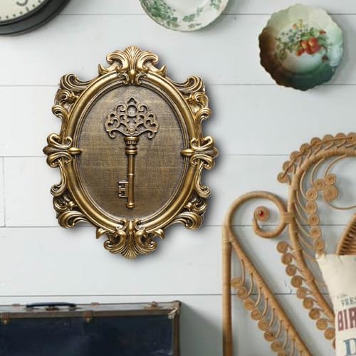 Vintage Key Wall Sculpture, Antique Wall Decor,Retro Hallway Wall Art,Hanging Decoration with Embossed Key Design, Oval Aesthetic Room Decor, Vintage Decoration for Living Room Bedroom Gallery,Unique Gifts - Image 5