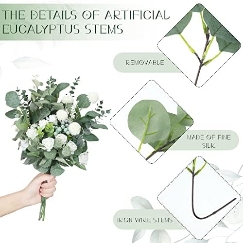 Giegxin 270 Pcs Mixed Artificial Eucalyptus Leaves Stems Bulk Green - Image 3