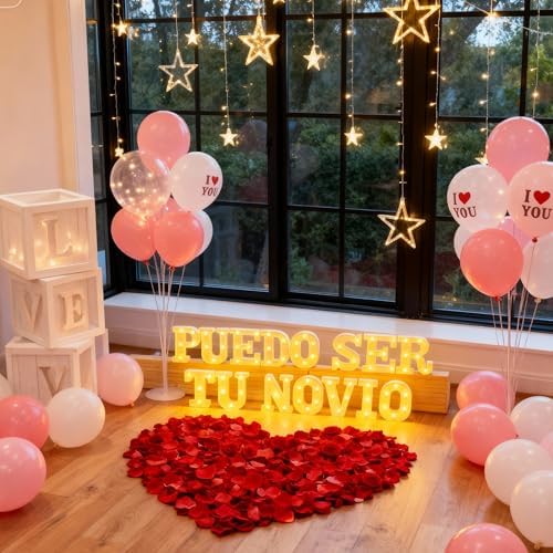 Puedo Ser Tu Novio Light Up Letters with 1000 Rose Petals - Image 5