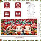 Bunnies Garage Door Banner 16x7 Ft - Rabbits in Santa Hats for 2 Car Garage Cute Decor - Image 4