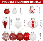 34PCS Red/White Christmas Ball Ornaments Set for Tree Decorations - Image 2