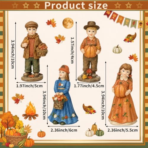 Thyle 4 Pcs Vintage Fall Figurines Decorations for Home - Image 3