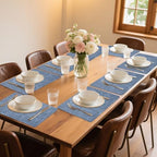 Maxpearl Faux Leather Placemats Set of 8, Easy to Clean, Blue - Image 2